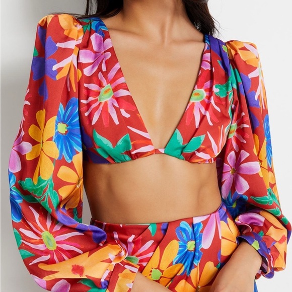PatBO Colorful Floral V-Neck Blouse - Picture 1 of 6